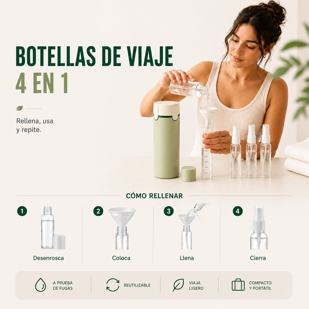 GOSET | Dispensador de Aseo de Viaje 4 en 1
