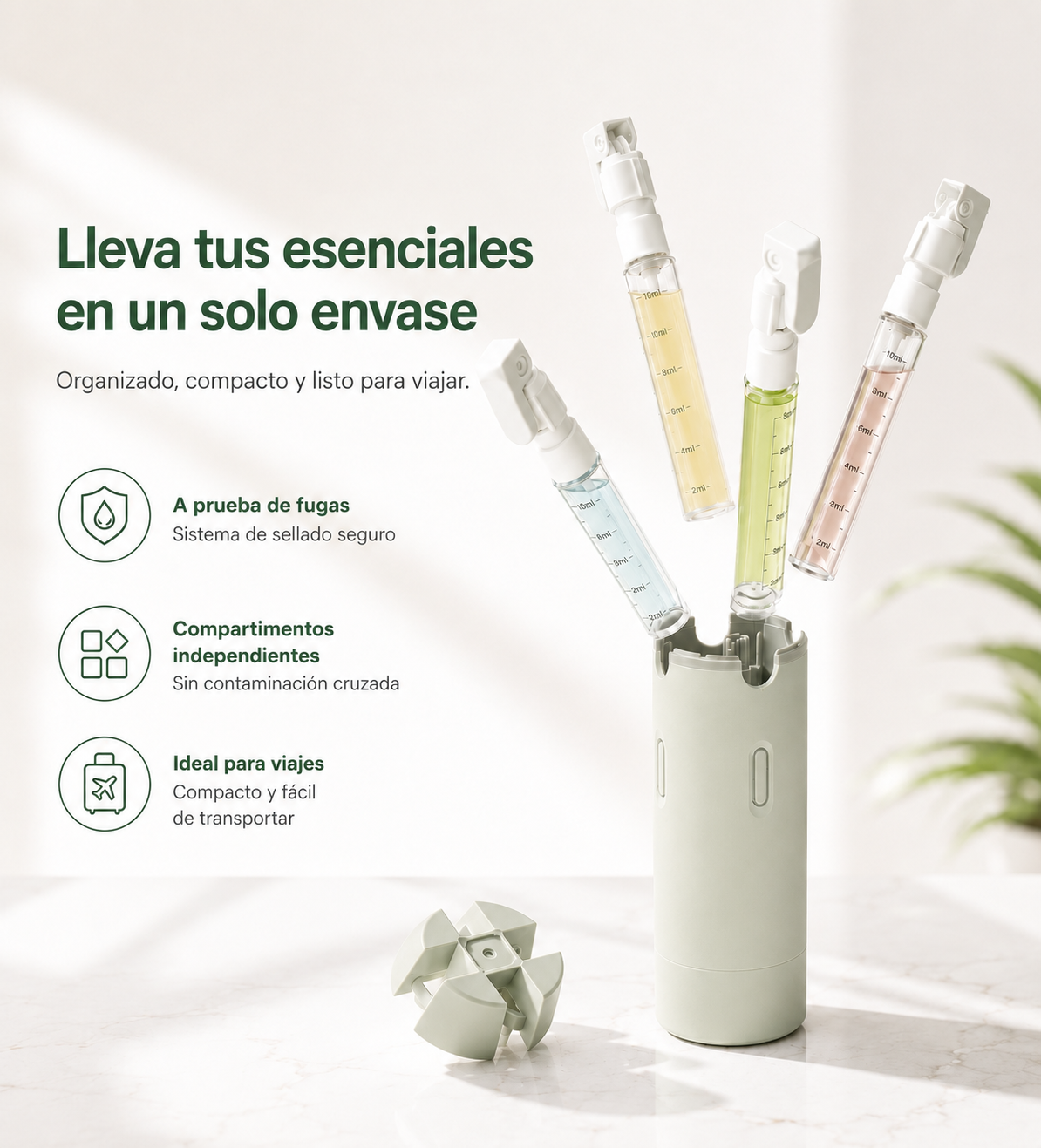 GOSET | Dispensador de Aseo de Viaje 4 en 1
